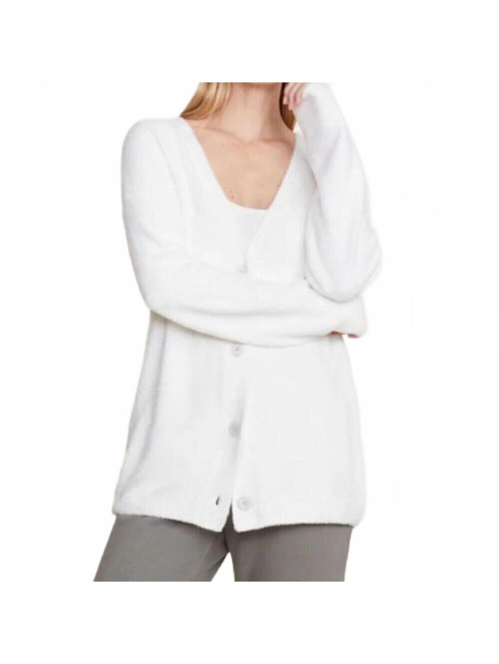 CozyChic Lite Cable Button Cardigan - Pearl - Size: Large - 10/12